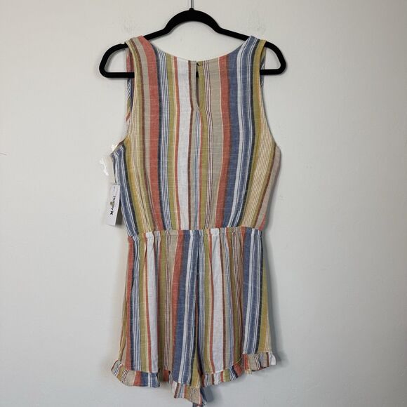 Hurley NWT Linen Blend Large Striped Sleeveless Romper Travel Vacation Beachy - Picture 7 of 13